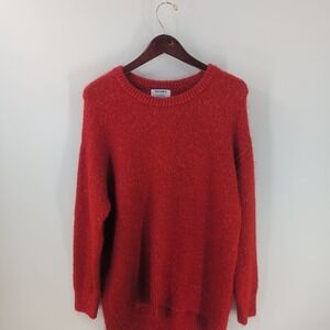 Old Navy Crew‎ Neck Classic Modern Style Cocoon Tunic Sweater Fuzzy Red Size M